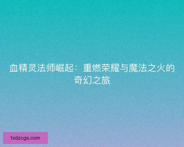 血精灵法师崛起：重燃荣耀与魔法之火的奇幻之旅