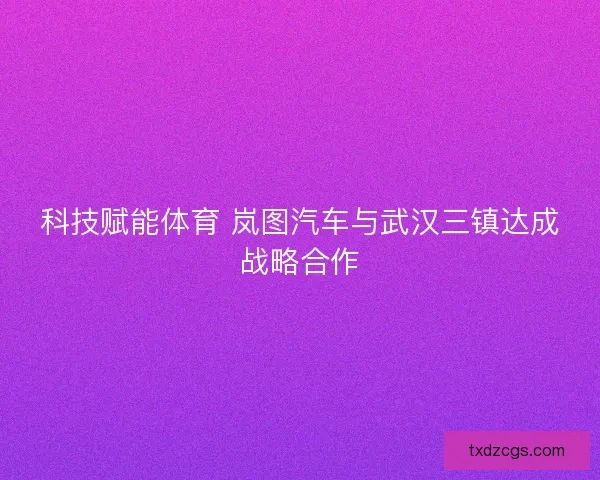 科技赋能体育 岚图汽车与武汉三镇达成战略合作