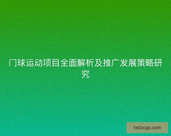 门球运动项目全面解析及推广发展策略研究