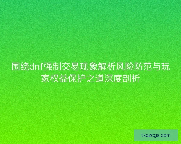 围绕dnf强制交易现象解析风险防范与玩家权益保护之道深度剖析